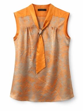 The Limited Orange and Silver Tie-Neck Jacquard Camisole